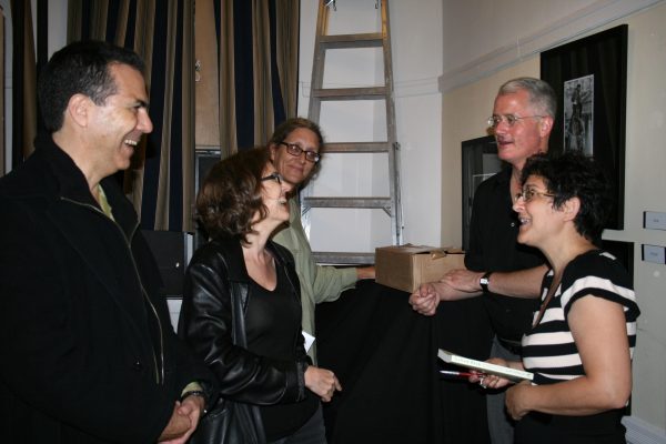 From left: Kenneth Swezey, Laura Lindgren, Malaga Baldi and Don Weise following a reading from Called Back in Manhattan.